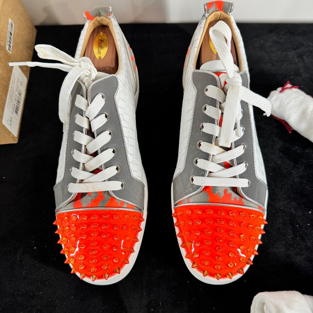 Christian Louboutin Fun Louis Junior Spikes White sneakers – Grey/Orange EU 45